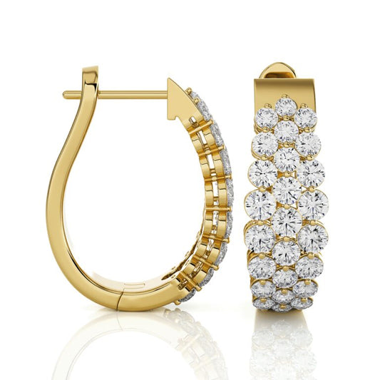 Textured Triple Row Lab Grown Diamond Hoop Earrings