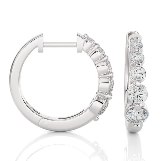 Lab Grown Graduating Five Stone Diamond Huggie Earrings