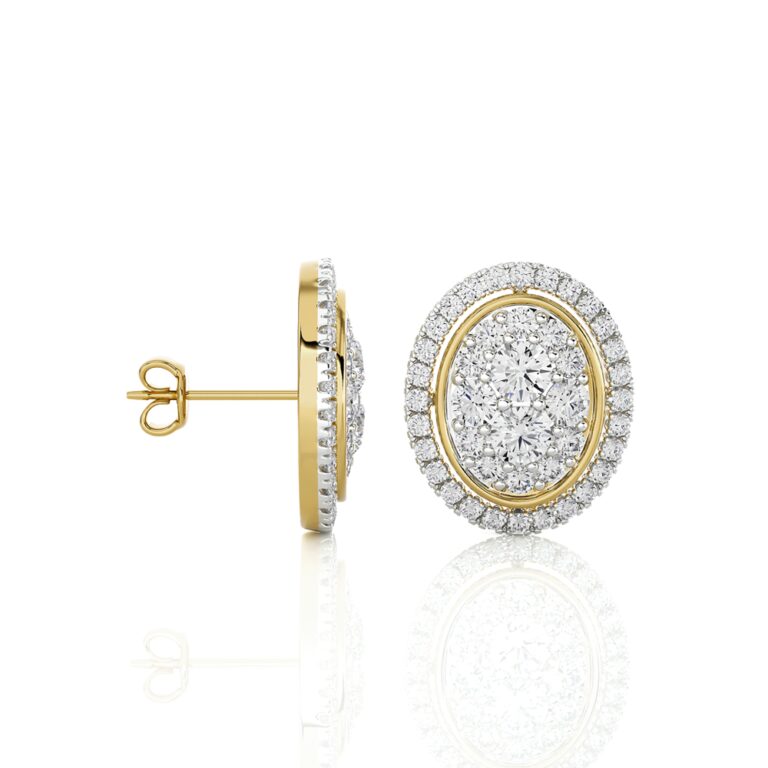 Lab Grown Diamond Halo Cluster Stud Earring