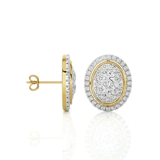 Lab Grown Diamond Halo Cluster Stud Earring