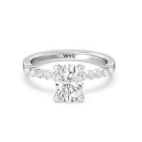 1 3/4 cttw Oval Cut Under Bezeled Accent Diamond Engagement Ring