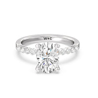 2 3/4 cttw Oval Cut Under Bezeled Accent Diamond Engagement Ring