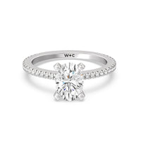 1 3/4 cttw Oval Cut Petite French Set Diamond Engagement Ring