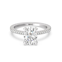 2 1/4 cttw Oval Cut Petite French Set Diamond Engagement Ring