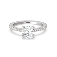 1 3/4 cttw Round Cut Petite French Set Diamond Engagement Ring