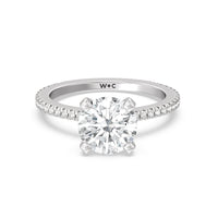 2 3/4 cttw Round Cut Petite French Set Diamond Engagement Ring