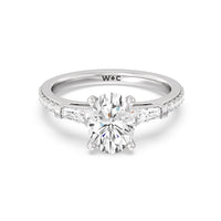 1 3/4 cttw Oval Cut Three Stone Tapered Baguette Diamond Engagement Ring