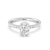 1 3/4 cttw Oval Cut Petite Pave Hidden Halo Engagement Ring