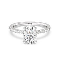 2 3/4 cttw Oval Cut Arc Hidden Halo Engagement Ring
