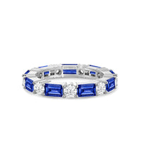 Geometric Sequence Created Sapphire and Round Diamond Eternity Ring