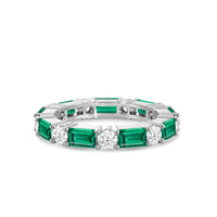Geometric Sequence Created Emerald and Round Diamond Eternity Ring