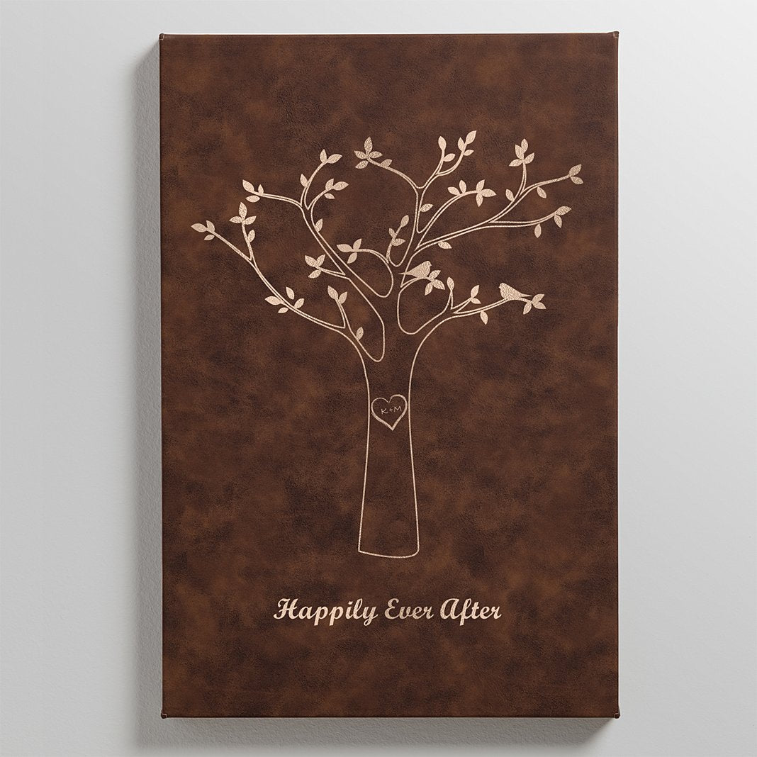 Tree Initials Leather Wall Art