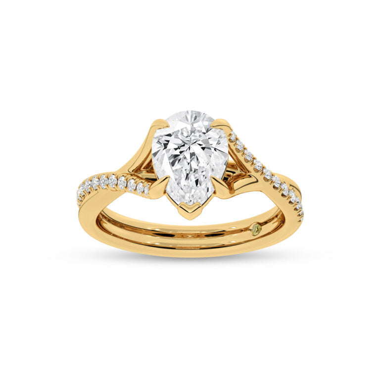 Lumen Twisted Pavé Shank Pear Shape Lab Diamond Engagement Ring