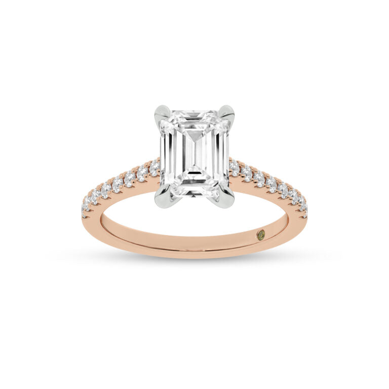 Destiny Half Coverage Emerald Cut Lab Diamond Engagement Ring
