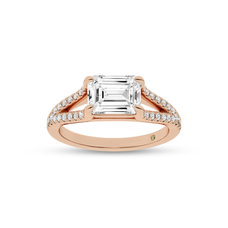 Delhi Split Shank Emerald Cut Lab Grown Diamond Engagement Ring