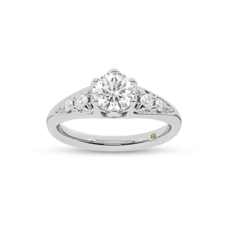 Lyon Tapered Pavé Round Lab Grown Diamond Engagement Ring