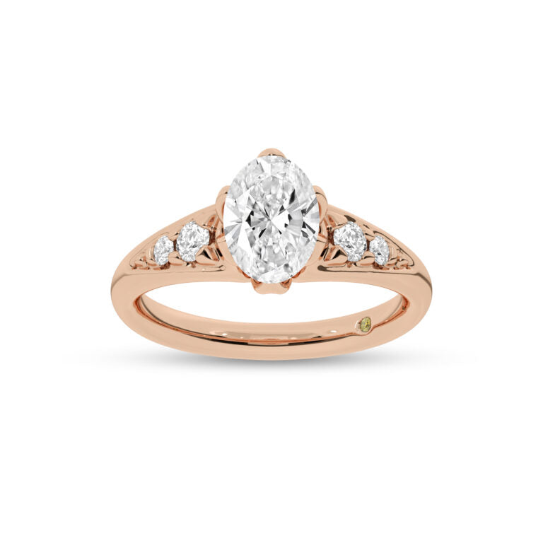 Lyon Tapered Pavé Oval Lab Grown Diamond Engagement Ring