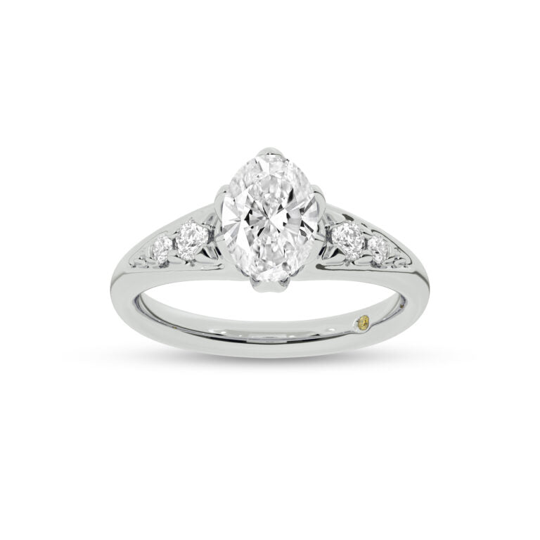 Lyon Tapered Pavé Oval Lab Grown Diamond Engagement Ring