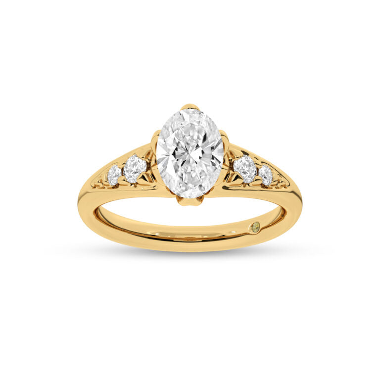 Lyon Tapered Pavé Oval Lab Grown Diamond Engagement Ring
