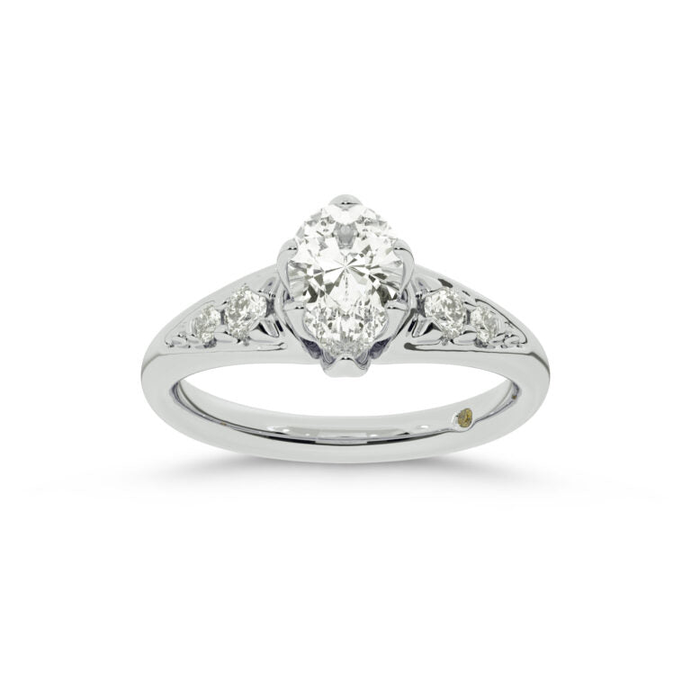 Lyon Tapered Pavé Pear Shape Lab Grown Diamond Engagement Ring