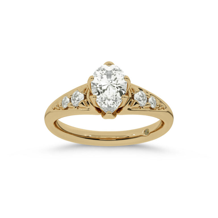 Lyon Tapered Pavé Pear Shape Lab Grown Diamond Engagement Ring