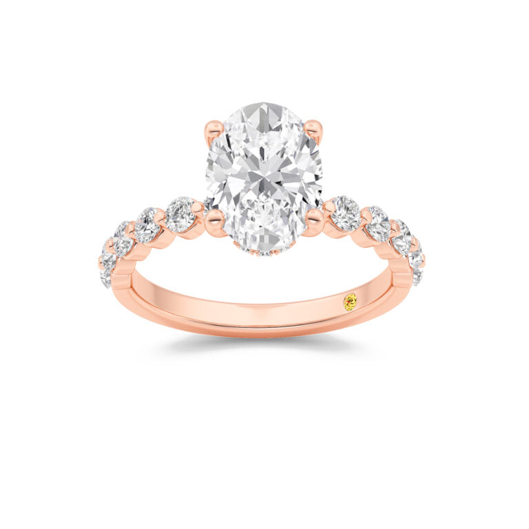 Frost Shared Prong Oval Lab Grown Diamond Engagement Ring