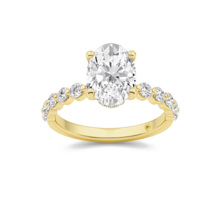 Frost Shared Prong Oval Lab Grown Diamond Engagement Ring