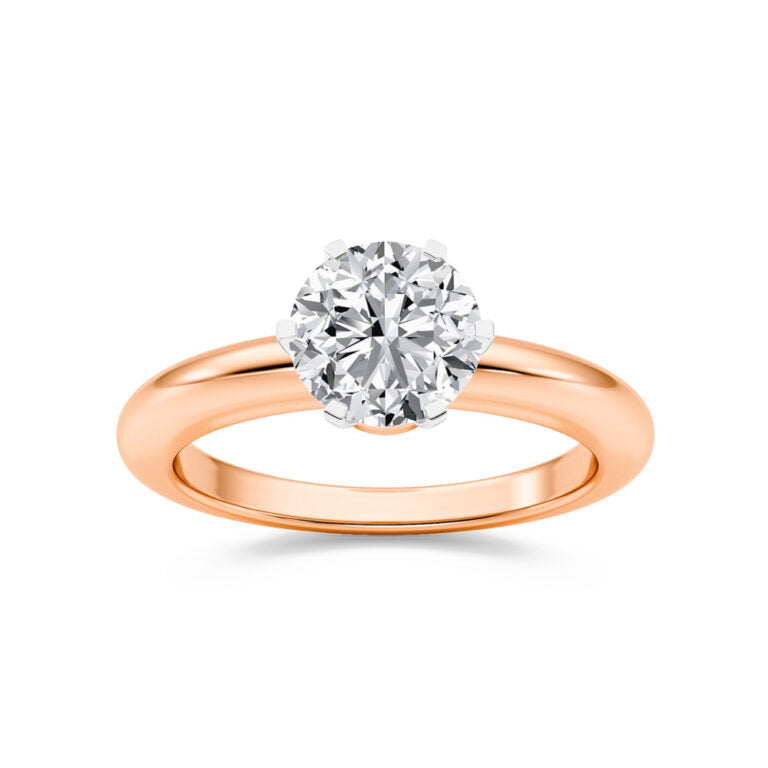 Ember Bloom Two Toned Round Lab Grown Diamond Engagement Ring