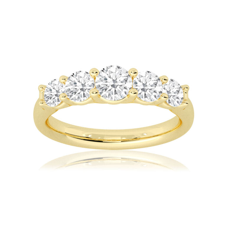 Milano Yellow Gold Graduating Five Stone Lab Grown Diamond Ring