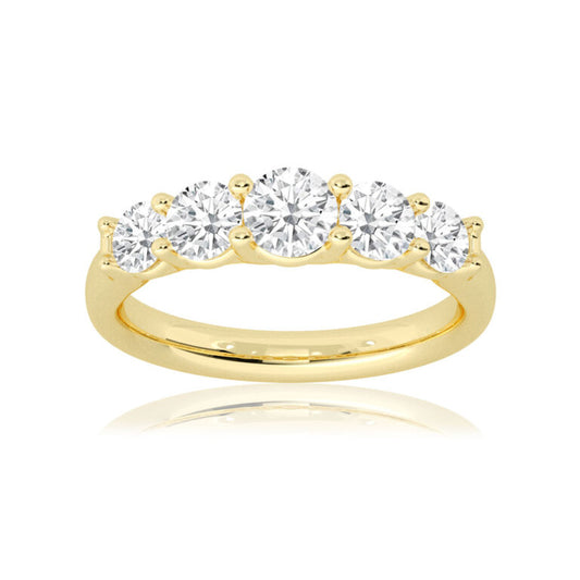 Milano Yellow Gold Graduating Five Stone Lab Grown Diamond Ring
