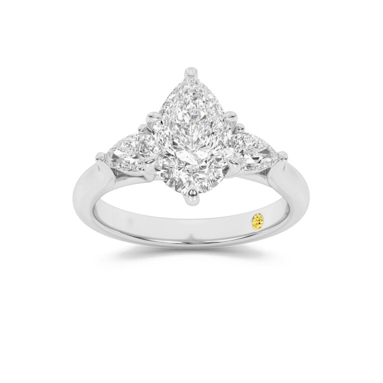 Lumina Three Stone Pear Shape Lab Grown Diamond Engagement Ring