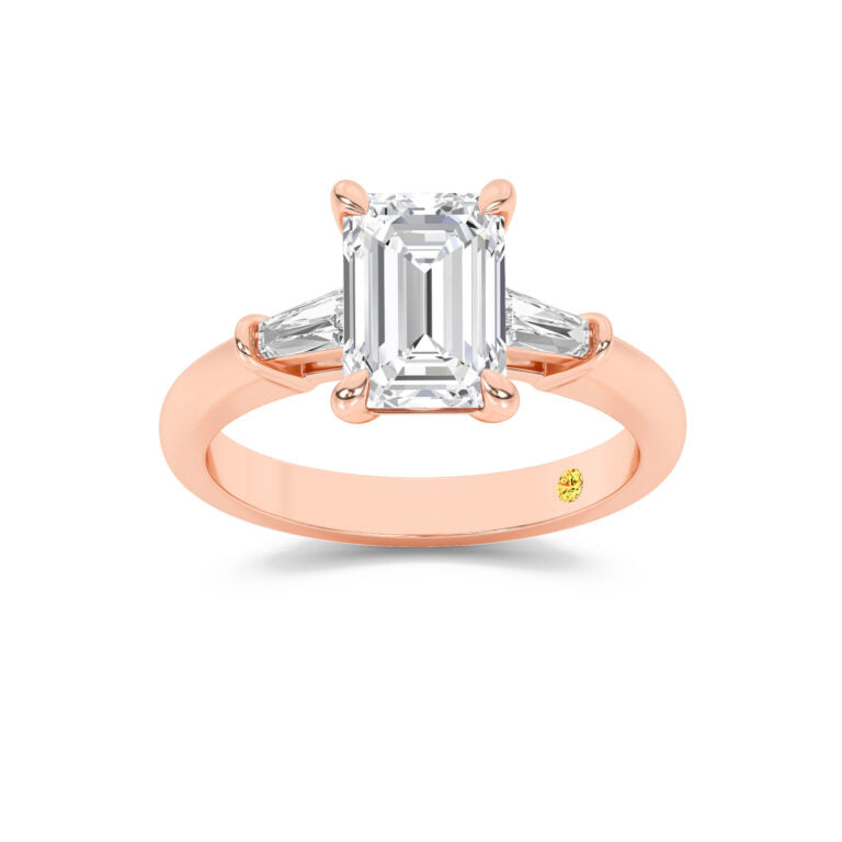 Ignite Three Stone Emerald Cut Lab Grown Diamond Engagement Ring