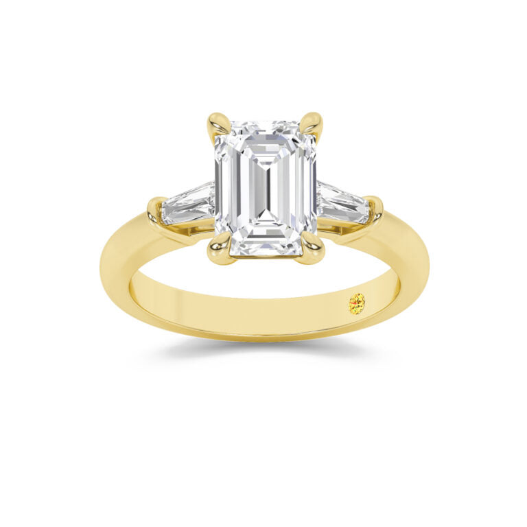 Ignite Three Stone Emerald Cut Lab Grown Diamond Engagement Ring