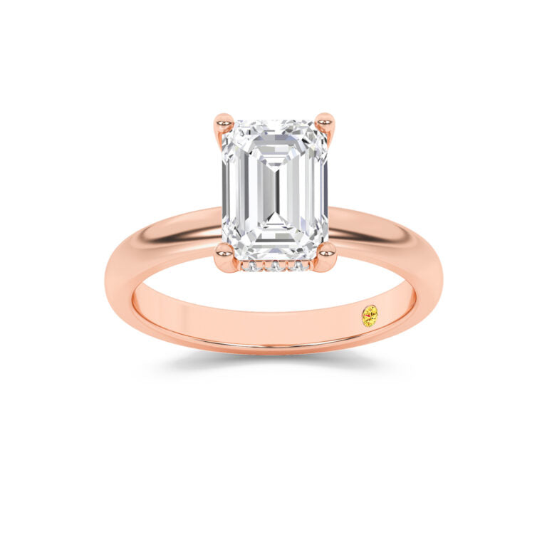 Firefly Hidden Halo Emerald Cut Lab Grown Diamond Engagement Ring