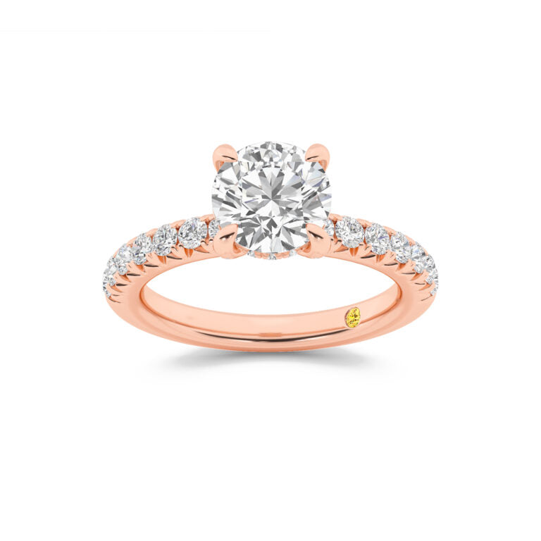 Embers Half Coverage Hidden Halo Round Lab Grown Diamond Engagement Ring