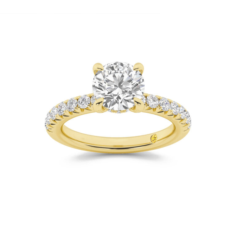 Embers Half Coverage Hidden Halo Round Lab Grown Diamond Engagement Ring