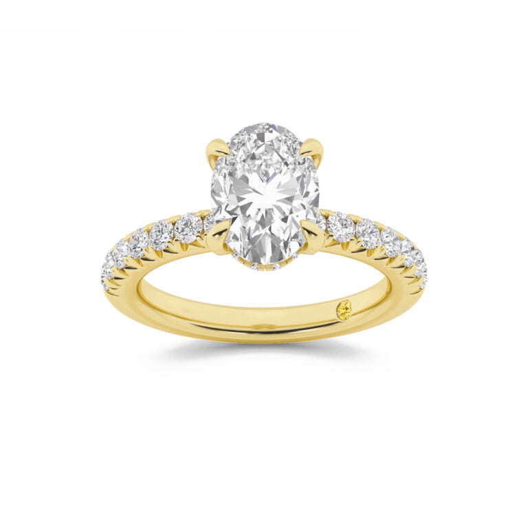 Embers Half Coverage Hidden Halo Oval Lab Grown Diamond Engagement Ring