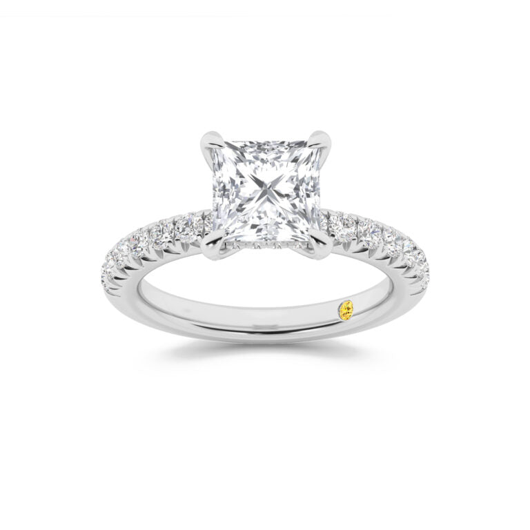 Embers Half Coverage Hidden Halo Princess Cut Lab Grown Diamond Engagement Ring