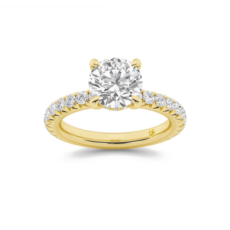 Embers Three Quarter Coverage Hidden Halo Round Lab Grown Diamond Engagement Ring