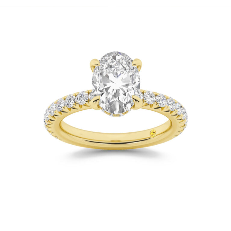 Embers Three Quarter Coverage Hidden Halo Oval Lab Grown Diamond Engagement Ring