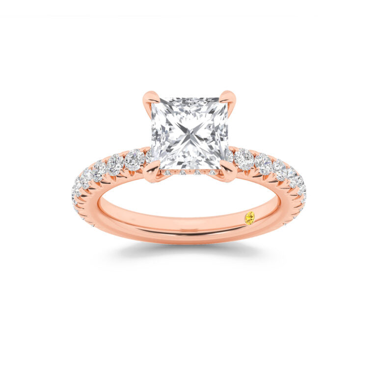 Embers Three Quarter Coverage Hidden Halo Princess Cut Lab Grown Diamond Engagement Ring