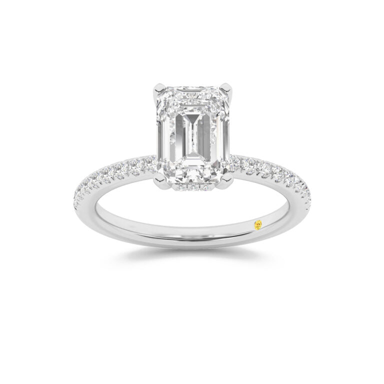 Kyoto Hidden Halo Emerald Cut Lab Grown Diamond Engagement Ring