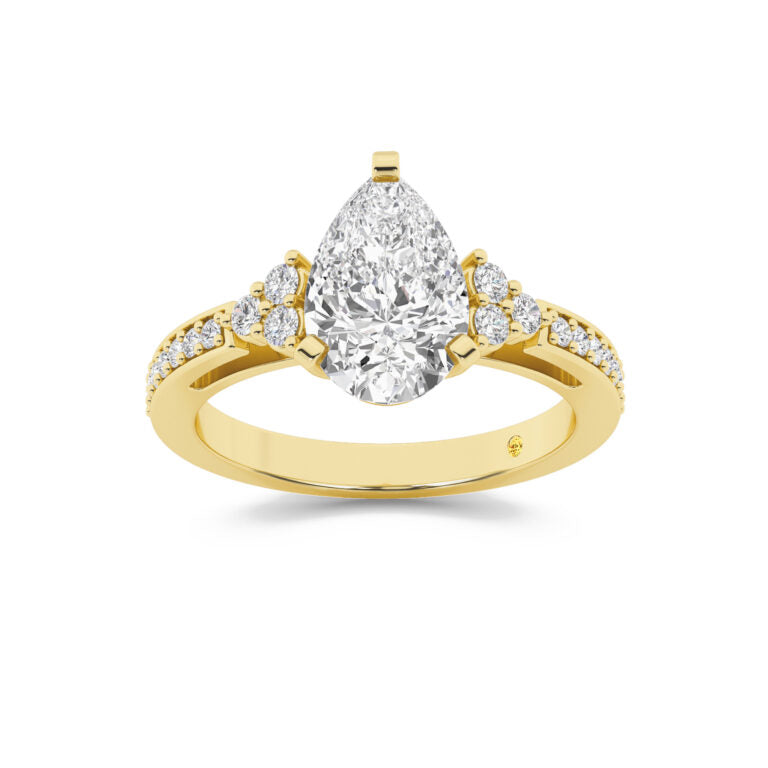 Glyph Half Coverage Illusion Trilliant Pear Shape Lab Diamond Engagement Ring