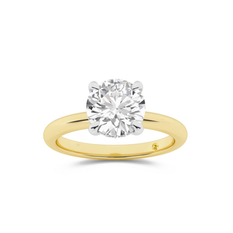 Fez Lab Grown Hidden Halo Round Diamond Engagement Ring