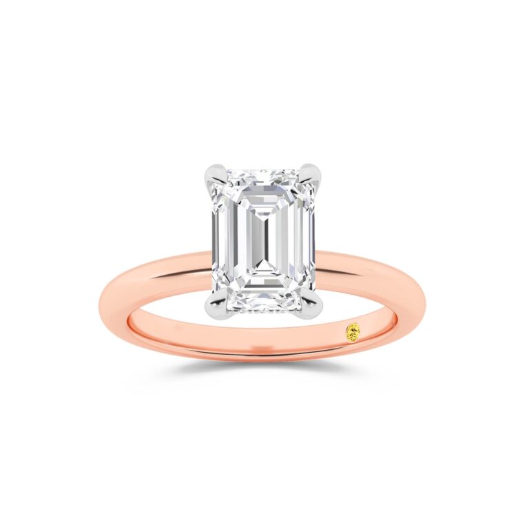 Fez Lab Grown Hidden Halo Emerald Cut Diamond Engagement RIng