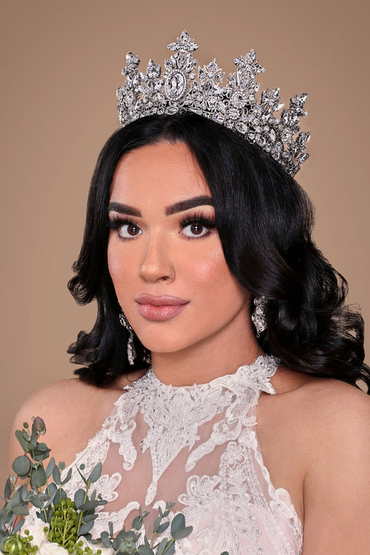 Royal Luxe Wedding Full Crown With Brilliant Swarovski Crystals