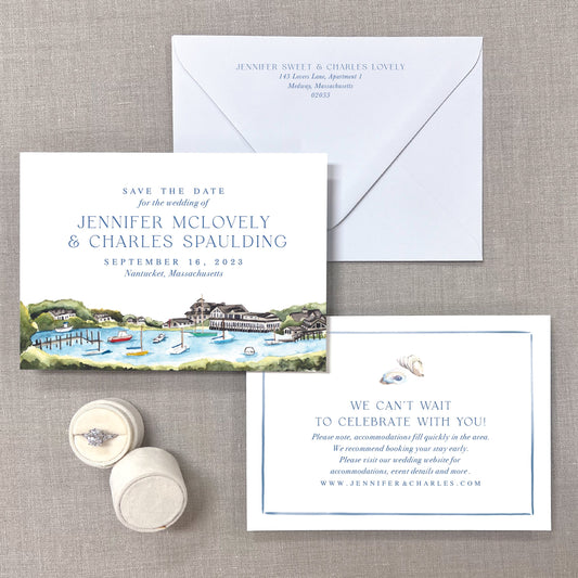 Wychmere, Wychmere Harbor, Harwich, Cape Cod, Massachusetts Watercolor Venue Save The Dates