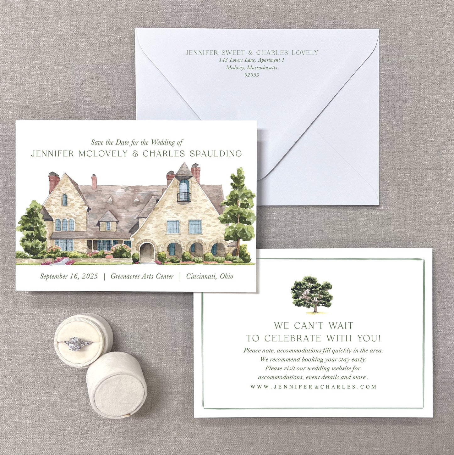 Greenacres Arts Center, Cincinnati, Ohio, Watercolor Venue Save The Dates