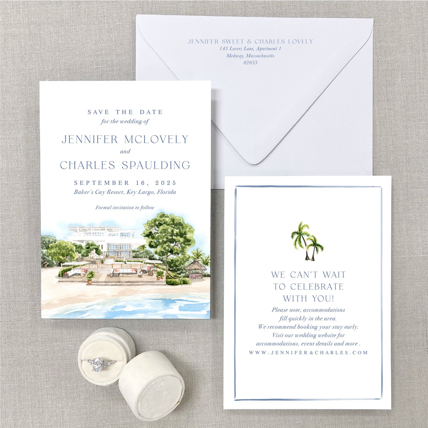 Baker'S Cay Resorts, Key Largo, Florida Watercolor Wedding Save The Dates