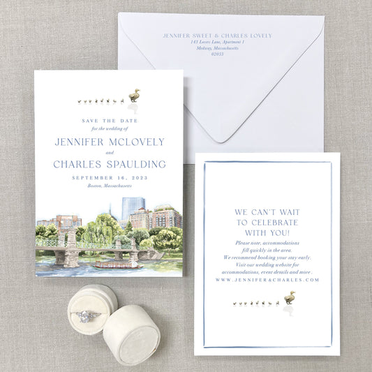 Boston Gardens (Newbury Or Four Seasons), Boston Massachusetts Watercolor Venue Save The Dates